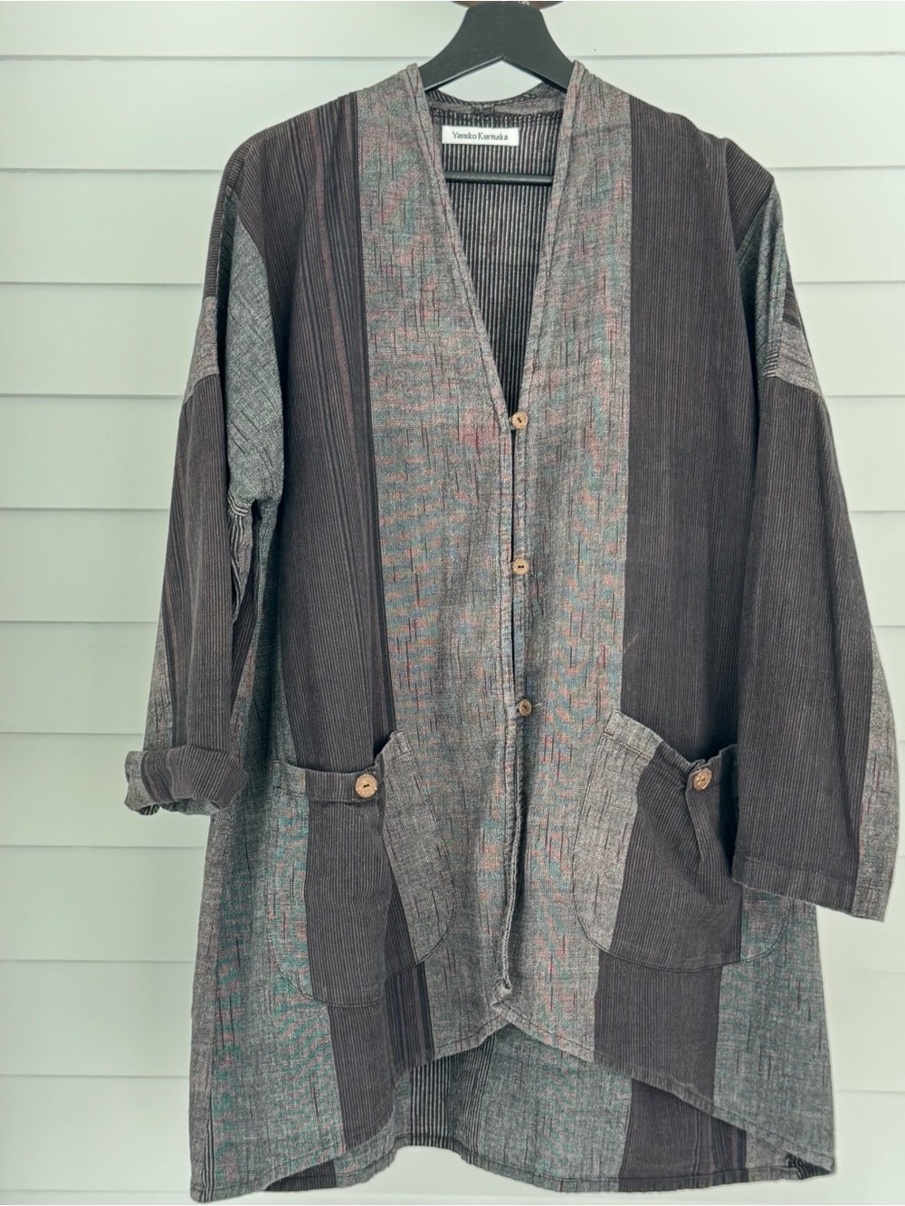 Yasuko Kurisaka Cotton Woven Long-Sleeve Jacket Shirt